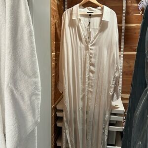 Universal standard white button-down tunic.